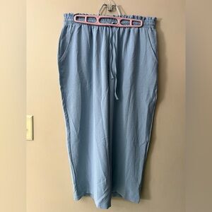 Anyhold NWT sz L pull on elastic drawstring high waist wide leg capri pants.